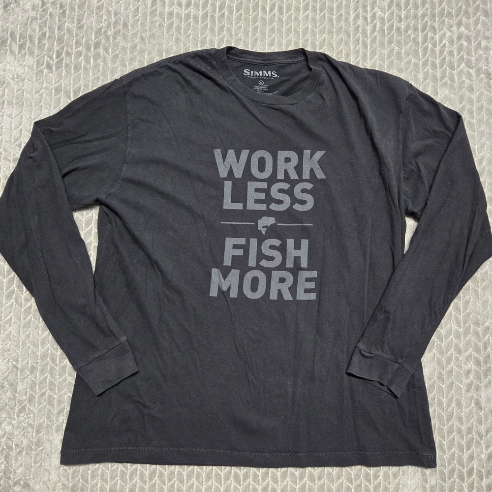 Simms Fishing Products Work Less Fish More Long Sleeve Graphic T-Shirt Mens XL